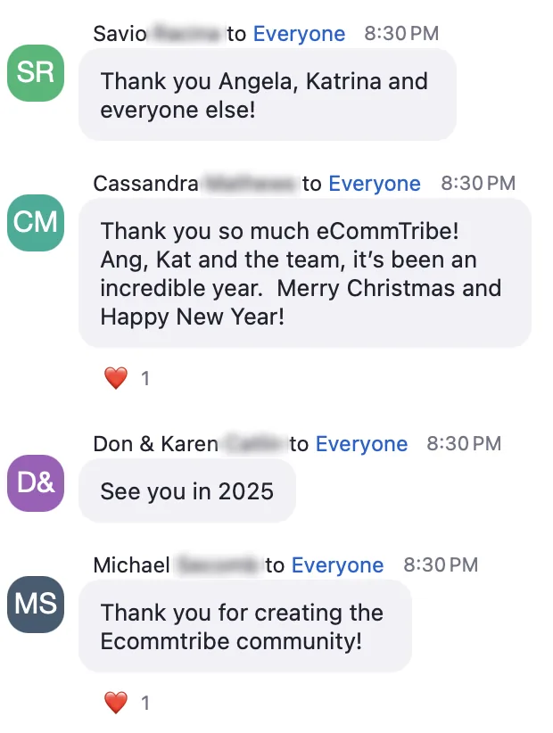 Members closing out the year thanking the community